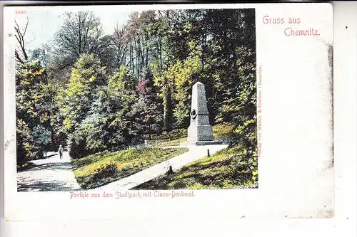 0-9000 CHEMNITZ, Stadtpark, Claus-Denkmal, ca. 1905