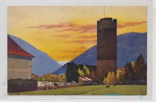 I 39024 MALS im Vinschgau, Trostturm der Fröhlichsburg, Photochromie, kl. Druckstelle