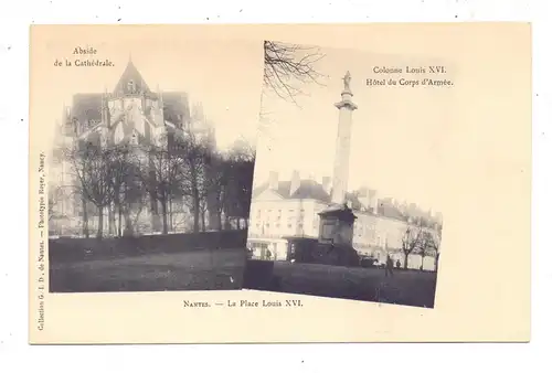 F 44000 NANTES, La Place Louis XVI, Abside de la Cathedrale, Colonne Louis XVI, Hotel du Corps d'Armee