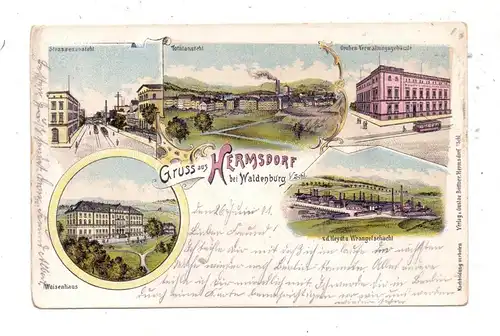 NIEDER - SCHLESIEN - WALDENBURG-HERMSDORF / WALBRZYCH, Lithographie, Bergbau  v.d.Heydt u. Wrangelschacht...
