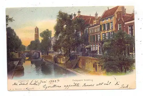 UTRECHT STAD, Oudegracht Smeebrug, 1902, Stempel Sassnitz - Trelleborg 142B