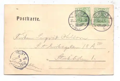 5860 ISERLOHN - GRÜNE, Dechenhöhle, Palmgrotte, 1904, Relief - Präge - Karte