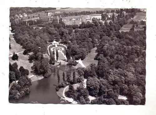 4630 BOCHUM, Stadtgarten und Umgebung, Luftaufnahme, Sonderstempel: Maibendfest der Junggesellen, 1957