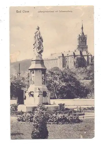 4190 KLEVE, Lohengrindenkmal mit Schwanenburg, 1913, kl. Druckstelle