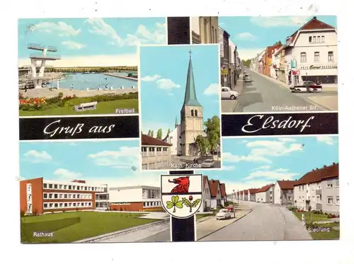 5013 ELSDORF, Freibad, Köln-Aachener Strasse, Rathaus, Katholische Kirche, Stadtwappen, Siedlung