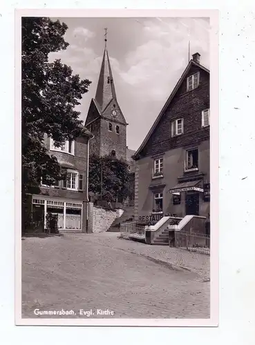 5270 GUMMERSBACH, Evangelische Kirche und Umgebung, Restaurant Winter, 1949