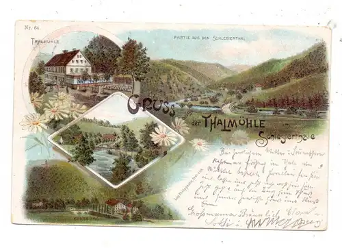 NIEDER-SCHLESIEN - KYNAU / ZAGORZE SLASKIE, Lithographie 1898, Gruss von der Thalmühle