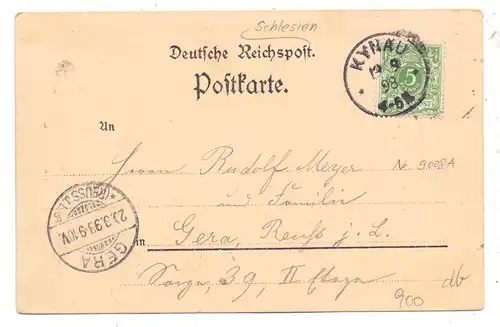 NIEDER-SCHLESIEN - KYNAU / ZAGORZE SLASKIE, Lithographie 1898, Gruss von der Thalmühle