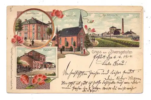 0-5000 ERFURT - ILVERSGEHOFEN, Lithographie, Bahnhof, Kgl. Salzwerk, Kaiserl. Postamt, Kath. Kirche