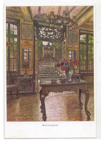 5100 AACHEN, Couvenhaus, Gartensaal, Künstler-Karte Prof. von Brandis