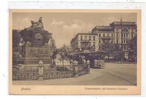 NIEDER - SCHLESIEN - BRESLAU / WROCLAW, Tauentzienplatz, Denkmal, Strassenbahn / Tram  Linie 2 ODERTOR