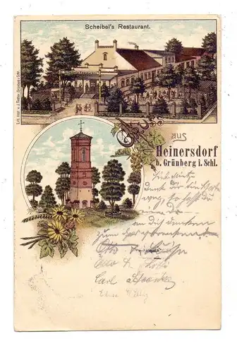 NIEDER-SCHLESIEN - GRÜNBERG-HEINERSDORF / ZIELONA GORA, Lithographie 1900, Scheibel's Restaurant