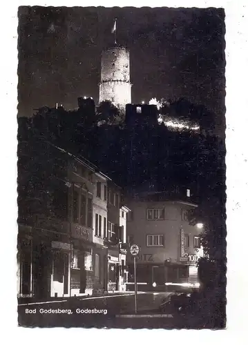 5300 BONN - BAD GODESBERG, Blick aus der Stadt zur Godesburg bei Nacht