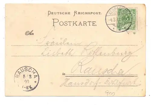 NIEDER - SCHLESIEN - KLOPSCHEN / KLOBUCZYN, Lithographie 1899, Bahnhof, Gasthaus, Geschäft...