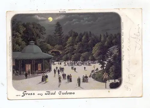 NIEDER - SCHLESIEN - BAD CUDOWA / KUDOWA ZDROJ, Gruss aus Lithographie, Mondschein-Karte