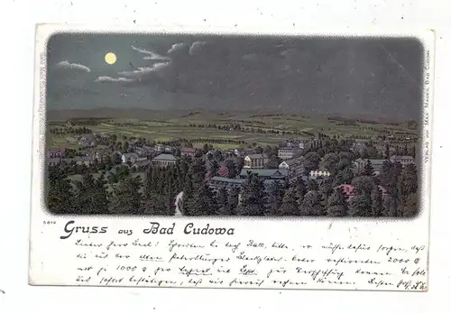 NIEDER - SCHLESIEN - BAD CUDOWA / KUDOWA ZDROJ, Gruss aus Lithographie, Mondschein-Karte