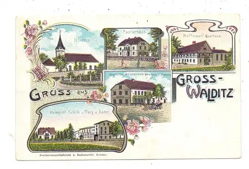 NIEDER - SCHLESIEN - GROSS-WALDITZ / WLODZICE WIELKIE, Kreis Löwenberg, Lithographie, Fabrik, Gasthaus, Gericht
