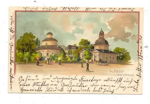 NIEDER - SCHLESIEN - HIRSCHBERG-WARMBRUNN / JELENIA GORA, Lithographie 1901, Die Bäder in Warmbrunn