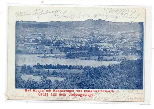 5340 BAD HONNEF, Hohenhonnef & Insel Grafenwerth, 1904, kl. Druckstelle