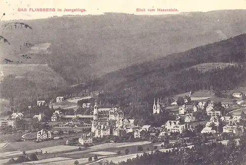 NIEDER - SCHLESIEN - BAD FLINSBERG / SWIERADOW ZDROJ, Blick vom Hasenstein, 1909