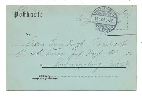 NIEDER-SCHLESIEN - TRACHENBERG / ZMIGROD, (Trebnitz), Lithographie, Bahnhof, Kirche, Schloß, Mondschein-Karte