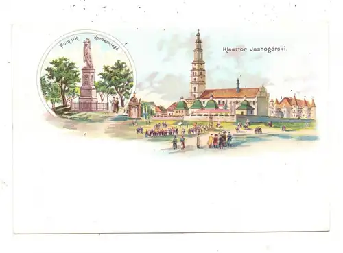 OBER-SCHLESIEN - TSCHENSTOCHAU / CZESTOCHOWA, Lithographie, Kirche und Denkmal, ca. 1900