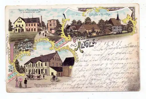 NIEDER-SCHLESIEN - ALT-ÖLS / STARA OLESZNA, Lithographie, Restaurant zur Post, Papier Fabrik, Schule und Kirche