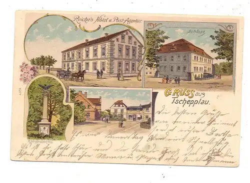 NIEDER - SCHLESIEN - TSCHEPPLAU/LANGEMARK / KRZEPIELOW, Lithographie, Hotel, Post-Agentur, ... etwas weiches papier