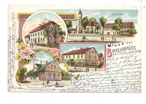 NIEDER - SCHLESIEN - BIRKENBRÜCK / BRZEZNIK, Krs. Bunzlau, Bäckerei, Gerichtskretscham, Schule, Kirche, kl. Einriss