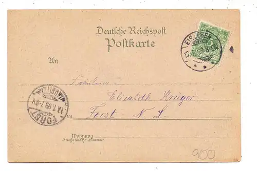 0-4250 EISLEBEN - VOLKSTEDT, Lithographie 1899, Gasthof Honigmann, Kirche, Kriegerdenkmal, Gesamtansicht