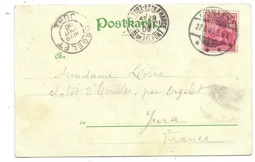 BINNENSCHIFFE - RHEIN, Köln-Düsseldorfer "DEUTSCHER KAISER" & Burg Sooneck, 1900
