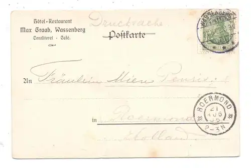 5143 WASSENBERG, Künstler-Karte J. Groothe, Düsseldorf, 1905, kl. Einriss