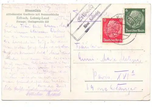 0-7241 COLDITZ - ERLBACH, Rinnmühle, Landpost-Stempel, 1933, kl, Knick