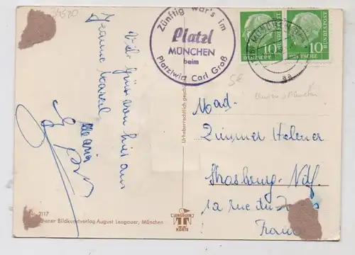 8000 MÜNCHEN, Klapp-Leporello, 1958, rücks. Klebereste