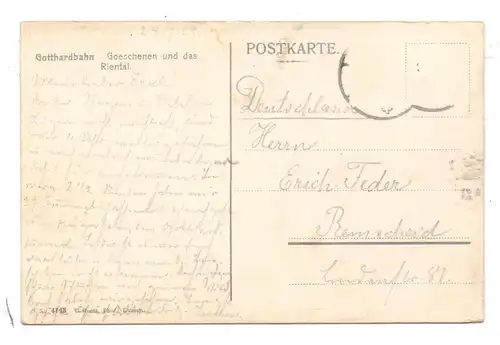 CH 6487 GÖSCHENEN UR, Goeschenen und das Riental, 1909