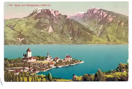 CH 3700 SPIEZ BE, Panorama mit Ralligstöcke, kl. Oberflächenmangel