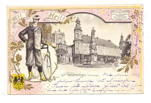 NIEDERSCHLESIEN - HEINRICHAU / HENRYKOW, ALL HEIL, Stukenbrock Fahrräder, geprägt / embossed / relief