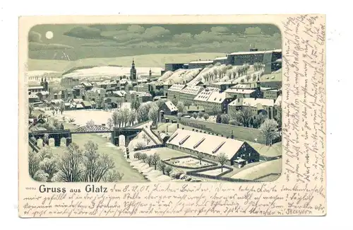 NIEDERSCHLESIEN - GLATZ / KLODZKO, Gruss aus..., 1901, Mondschein-Karte