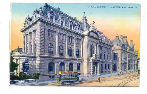 CH 1000 LAUSANNE VD, Banque Vaudoise, Tram / Strassenbahn, 1933