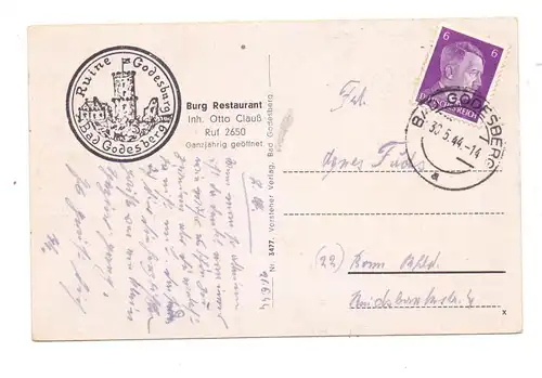 5300 BONN - BAD GODESBERG, Zur Lindenwirtin, 1944, Godesburg mit NS-Beflaggung