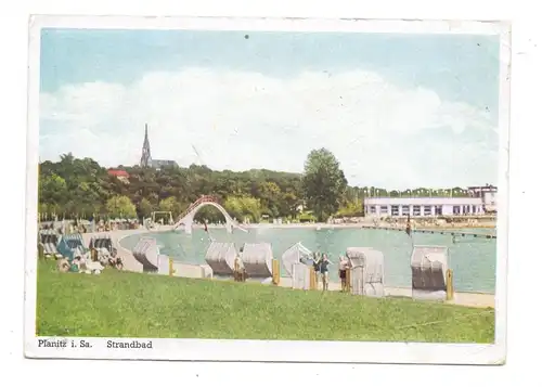 0-9540 ZWICKAU - PLANITZ, Strandbad, Strandkörbe, 1943, Feldpost, Druckstelle