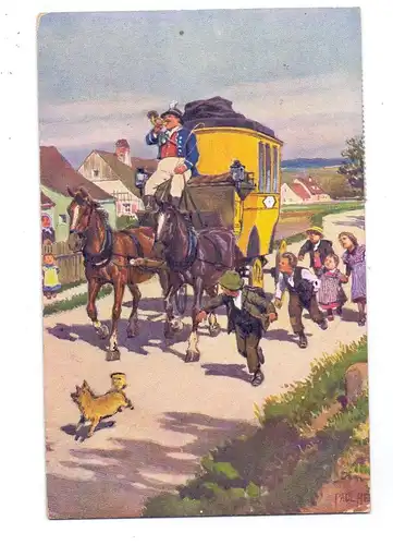 POST - POSTKUTSCHE, Künstler-Karte Paul Hey, 1923