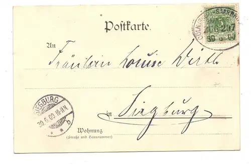 5533 HILLESHEIM, Gruss aus Hillesheim, Mitternachtskarte, 1900, Bahnpost Cöln - Saarbrücken