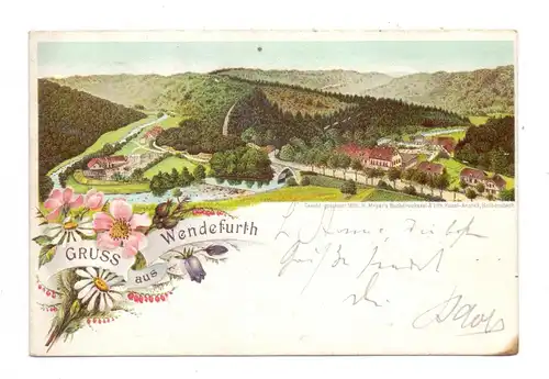 0-4308 THALE - WENDEFURTH, Lithographie 1896, Gruss aus..., frühe Karte