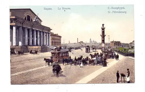 RU 190000 SANKT PETERSBURG, La Bourse, Maronen-Verkäufer, Pferde-Tram, Kutschen