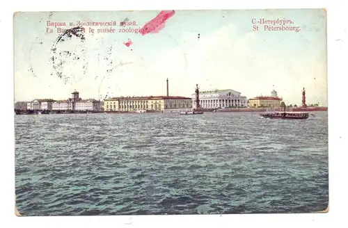 RU 190000 SANKT PETERSBURG, Le Bourse et le musee zoologique, 1910, color