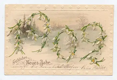 NEUJAHR - JAHRESZAHL, 1909, geprägt / embossed, relief