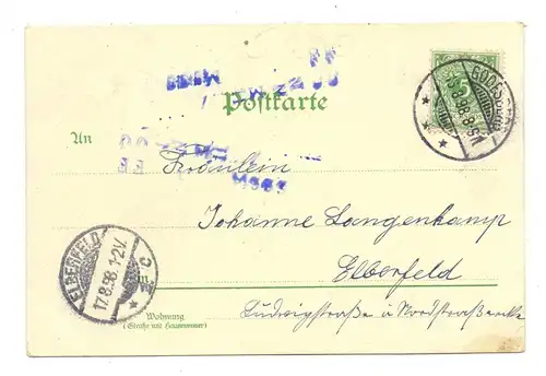 5300 BONN - BAD GODESBERG, Lithographie 1898, Gruss aus..., kl. Druckstelle
