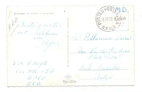 5760 ARNSBERG - HERDRINGEN, Herdringen, Gesamtansicht, belgische Militärpost, 1959