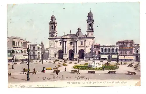 URUGUAY - MONTEVIDEO, Plaza Constitucion, 1907, kl. Eckknick / AF